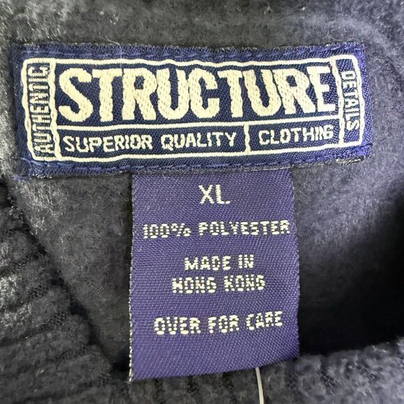 Structure NWT VINTAGE Men XL Long Sleeve V Neck Navy Thick Ribbed Flannel 2/$50 - Picture 7 of 11